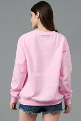 Go Devil Logo Printed Pink Sweatshirt for Women