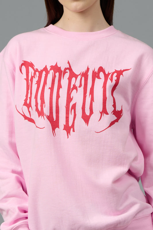 Designer Go Devil Printed Pink Sweatshirt for Women