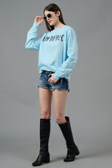 Go Devil Back Dice Printed Blue Sweatshirt for Women