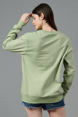 Go Devil Logo Printed Green Sweatshirt for Women