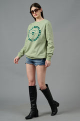 Go Devil Logo Printed Green Sweatshirt for Women