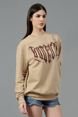 Designer Go Devil Printed Beige Sweatshirt for Women