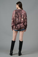 Camo Jungle Allover Print Brown Sweatshirt for Women