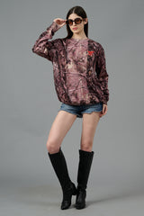 Camo Jungle Allover Print Brown Sweatshirt for Women