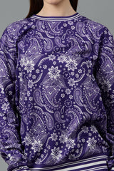 Paisley Design Printed Purple Sweatshirt for Women