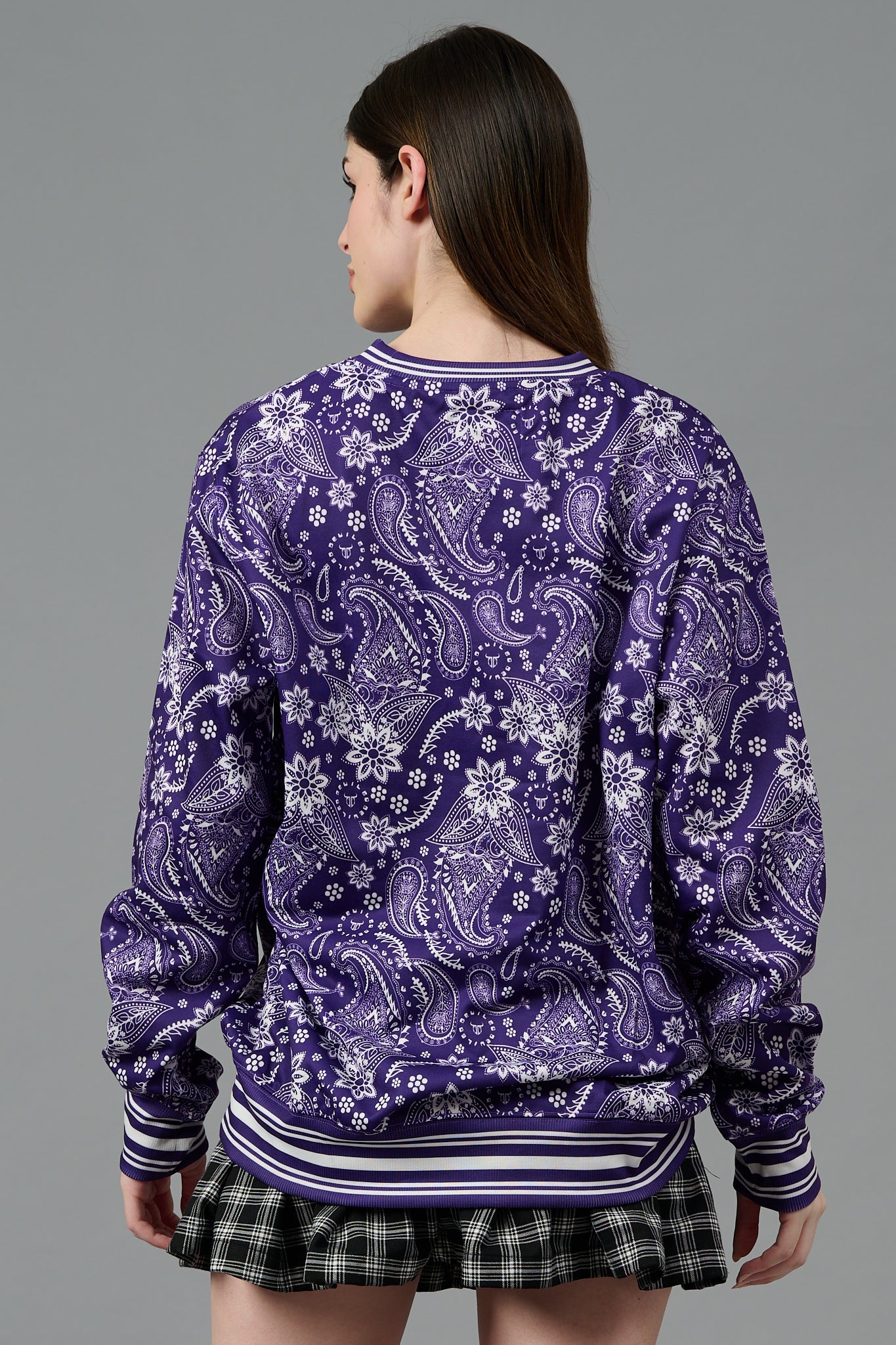 Paisley Design Printed Purple Sweatshirt for Women