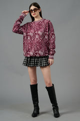 Paisley Design Printed Red Sweatshirt for Women
