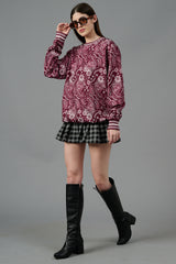 Paisley Design Printed Red Sweatshirt for Women