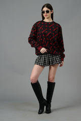 Go Devil All Over Print Black Sweatshirt for Women