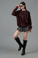 Go Devil All Over Print Black Sweatshirt for Women