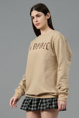 Go Devil Back Dice Printed Ivoey Sweatshirt for Women