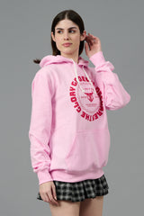 Go Devil Logo Printed Pink Hoodie for Women