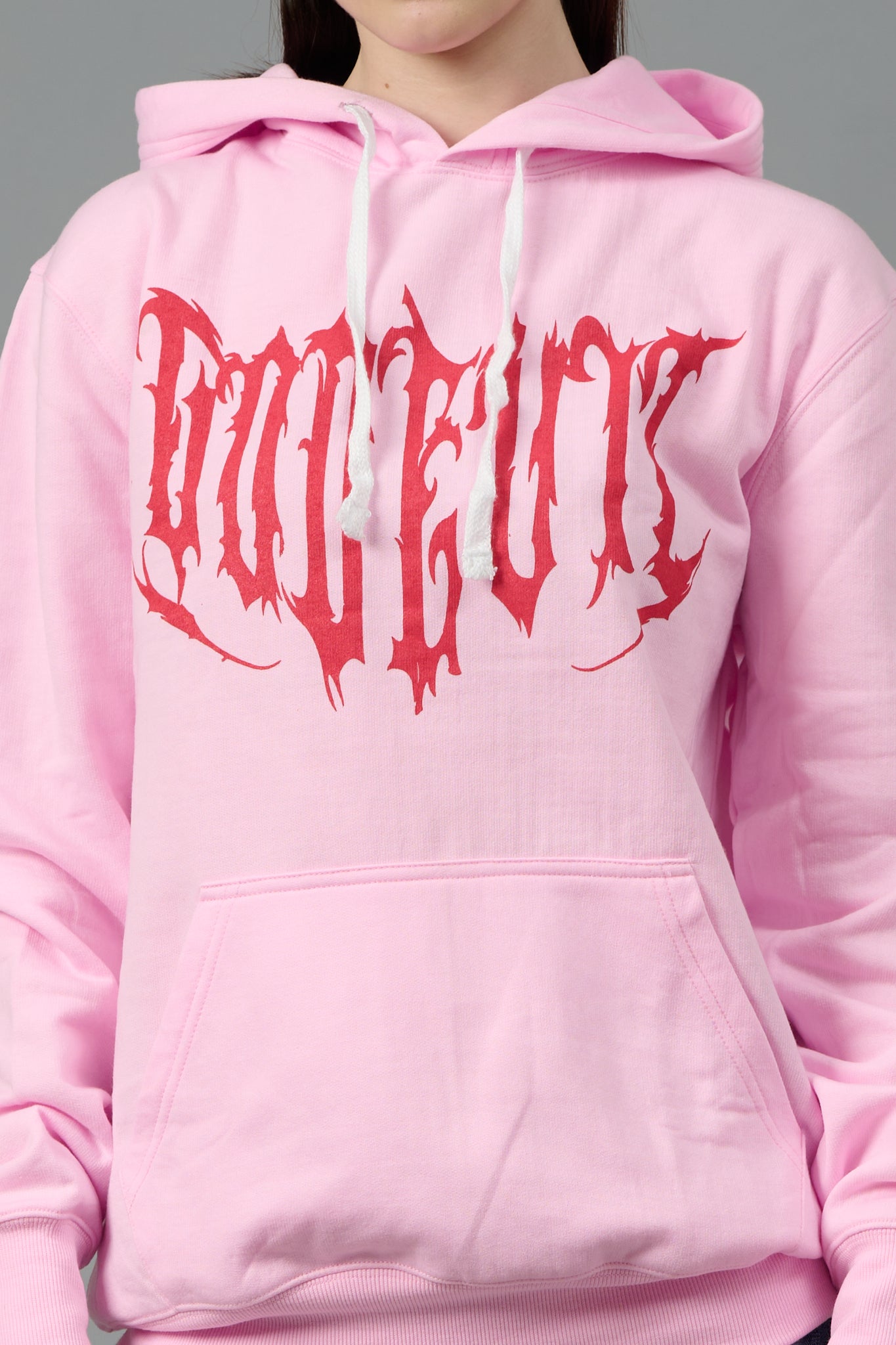 Designer Go Devil Printed Pink Hoodie for Women