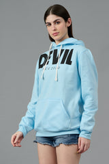 Go Devil Since 2020 Printed Blue Hoodie for Women