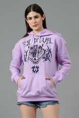 Go Devil (Tiger) Printed Purple Hoodie for Women