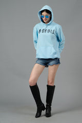 Go Devil Back Dice Printed Blue Hoodie for Women