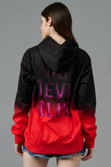 Go Devil Club Printed Black & Red Hoodie for Women