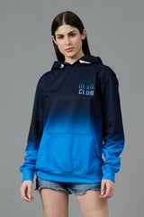 Go Devil Club Printed Black & Blue Hoodie for Women