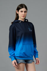 Go Devil Club Printed Black & Blue Hoodie for Women