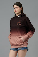 Go Devil Club Printed Rose Gold & Brown Hoodie for Women