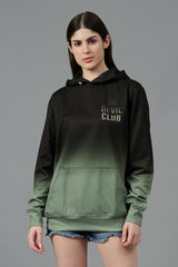 Go Devil Club Printed Black & Green Hoodie for Women