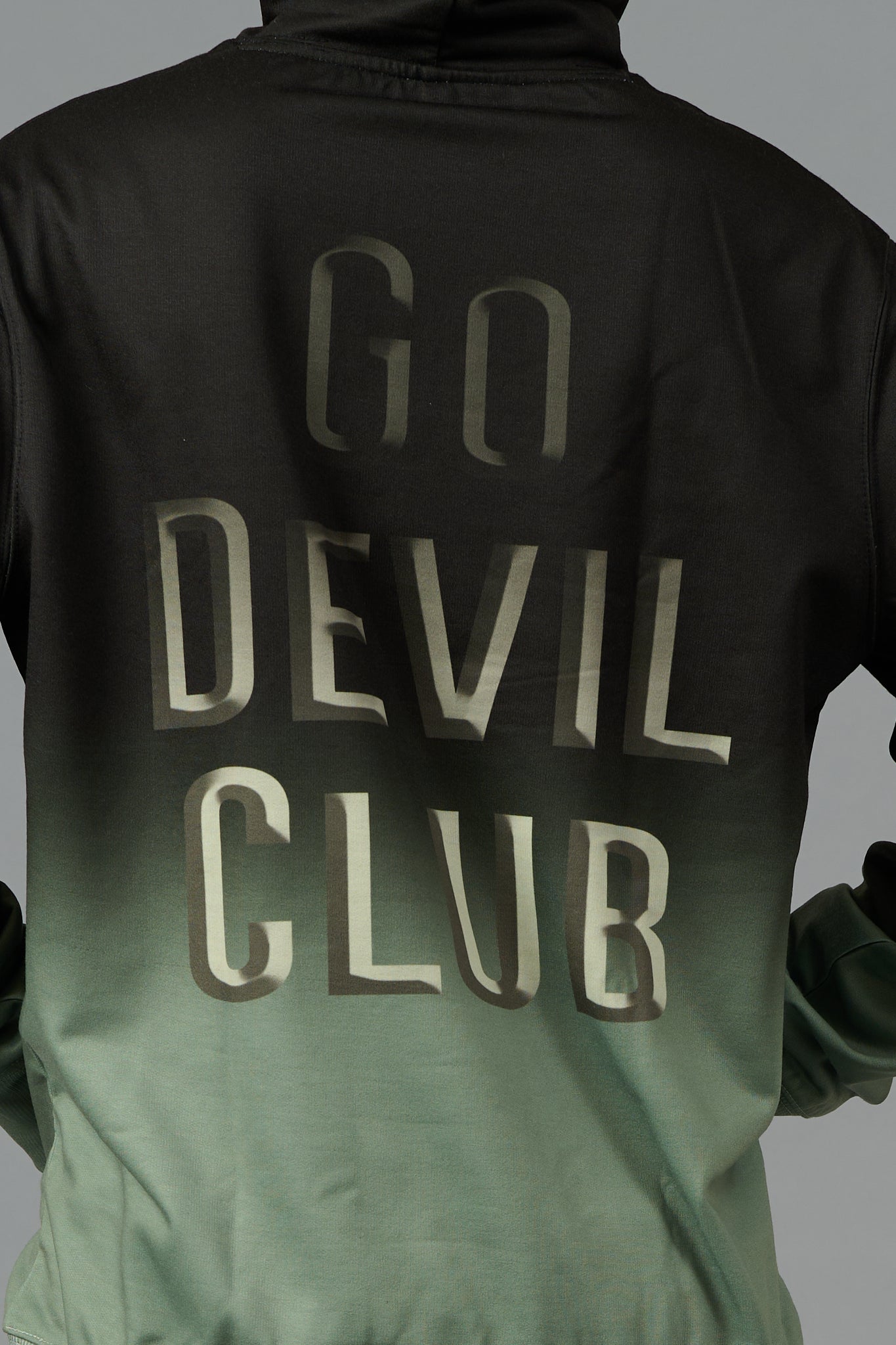 Go Devil Club Printed Black & Green Hoodie for Women