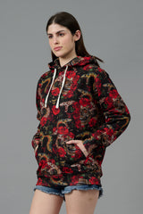 Rose with Snake Printed Hoodie for Women