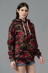 Rose with Snake Printed Hoodie for Women