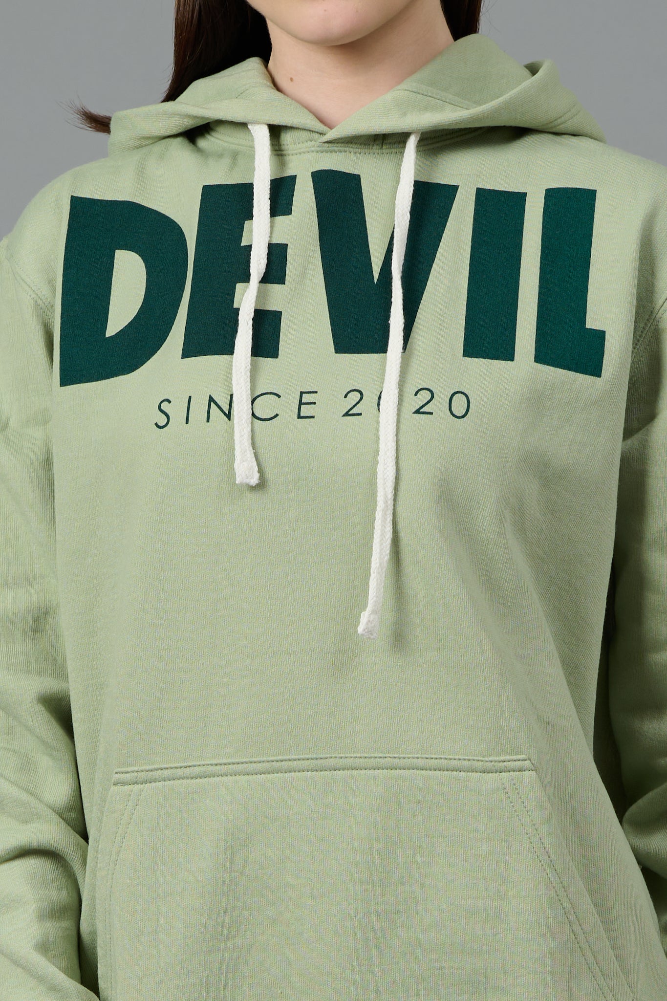 Go Devil Since 2020 Printed Green Hoodie for Women