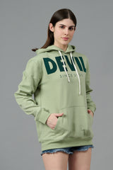 Go Devil Since 2020 Printed Green Hoodie for Women