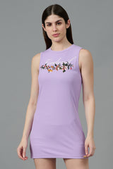 Go Devil with Flower Printed Purple Dress for Women