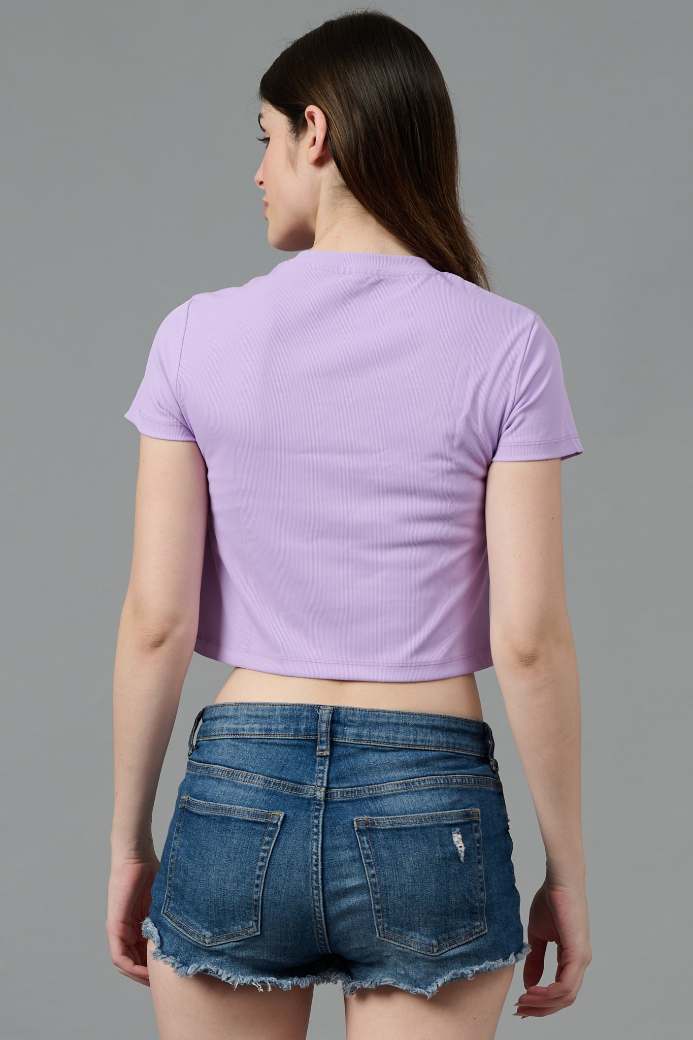 Go Devil with Flower Printed Purple Crop top for Women