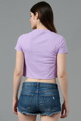 Go Devil with Flower Printed Purple Crop top for Women