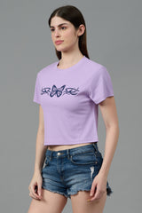 Butterfly Printed Purple Crop top for Women