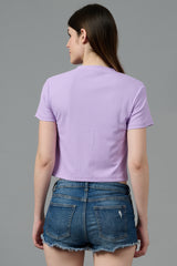 Butterfly Printed Purple Crop top for Women