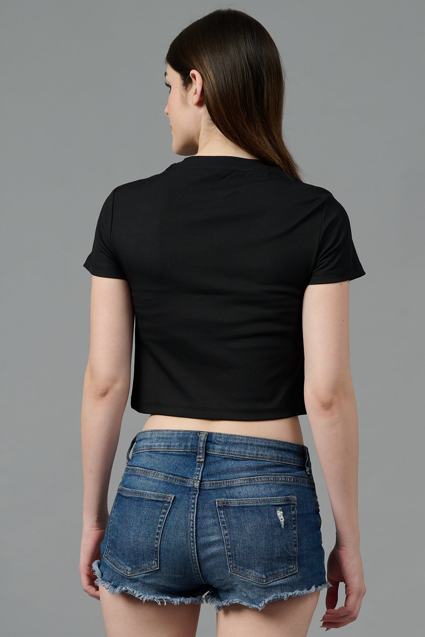 Go Devil with Flower Printed Black Crop top for Women