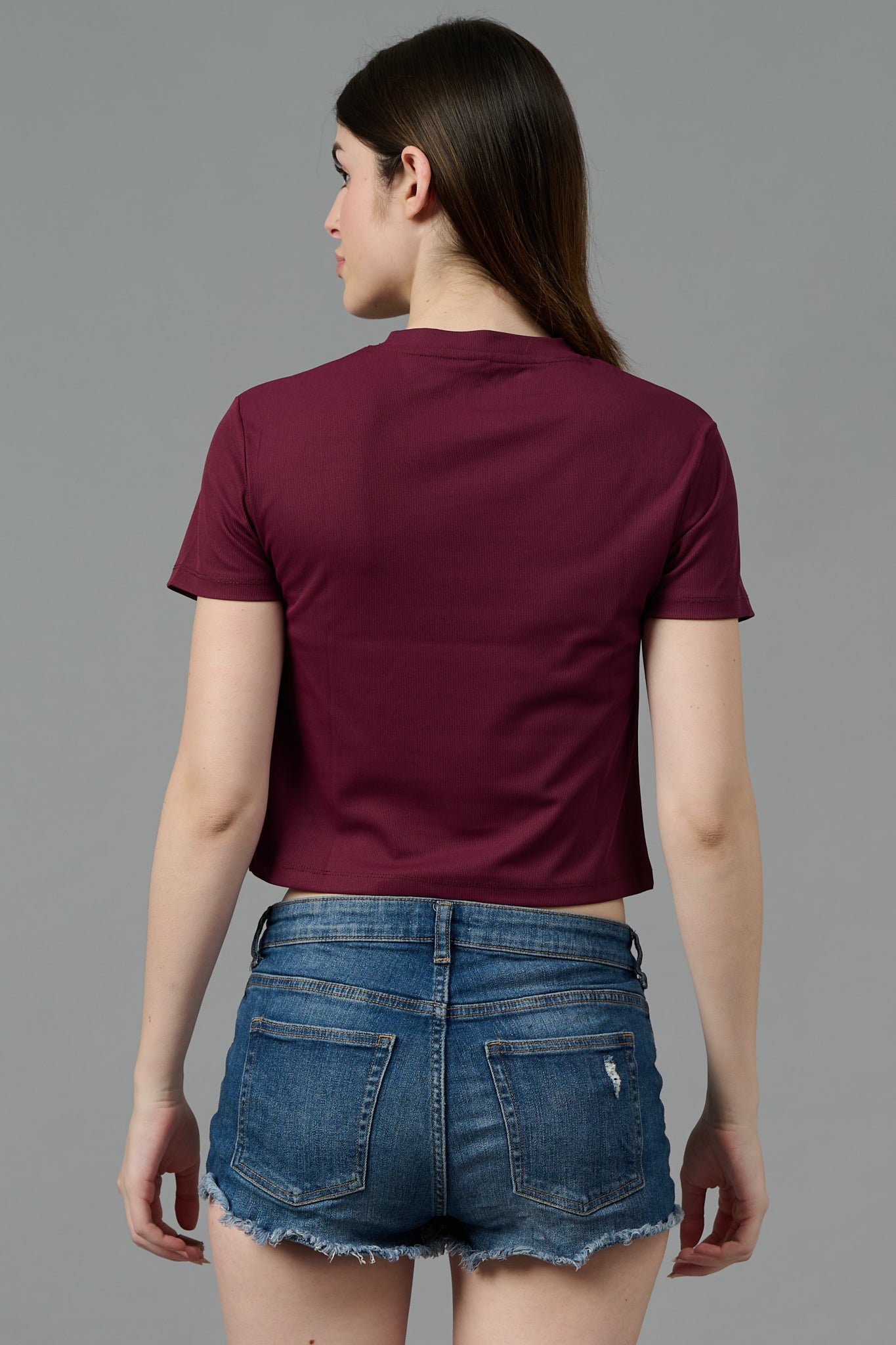 Go Devil with Flower Printed Maroon Crop top for Women