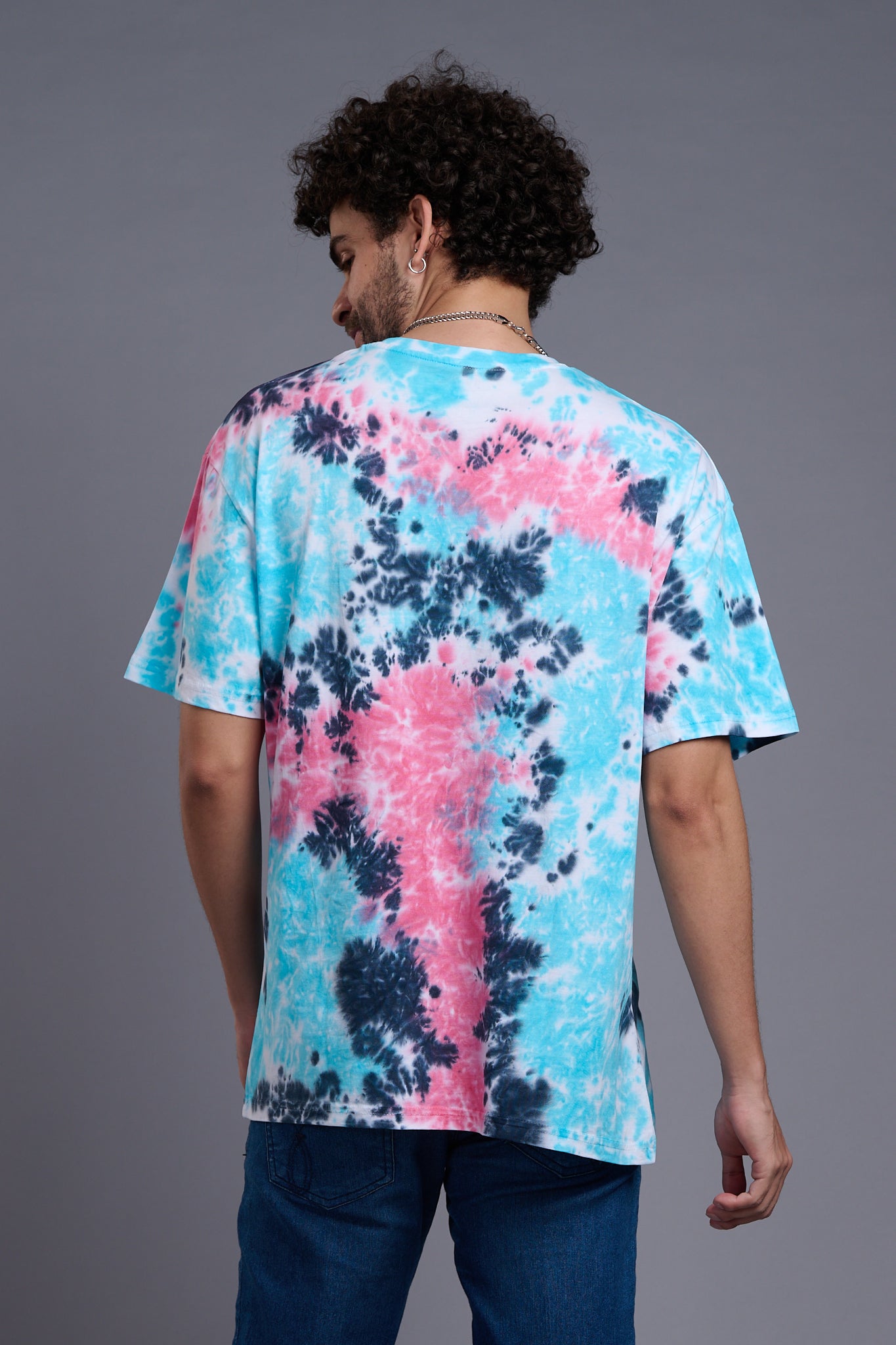 Go Devil Stamp Printed Tie Dye Oversized T-Shirt for Men