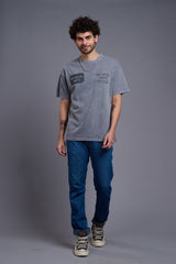 Go Devil Dept (In Black) Printed Grey Oversized T-Shirt for Men