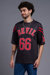 Go Devil 66 (In Red) Printed Black Oversized T-Shirt for Men