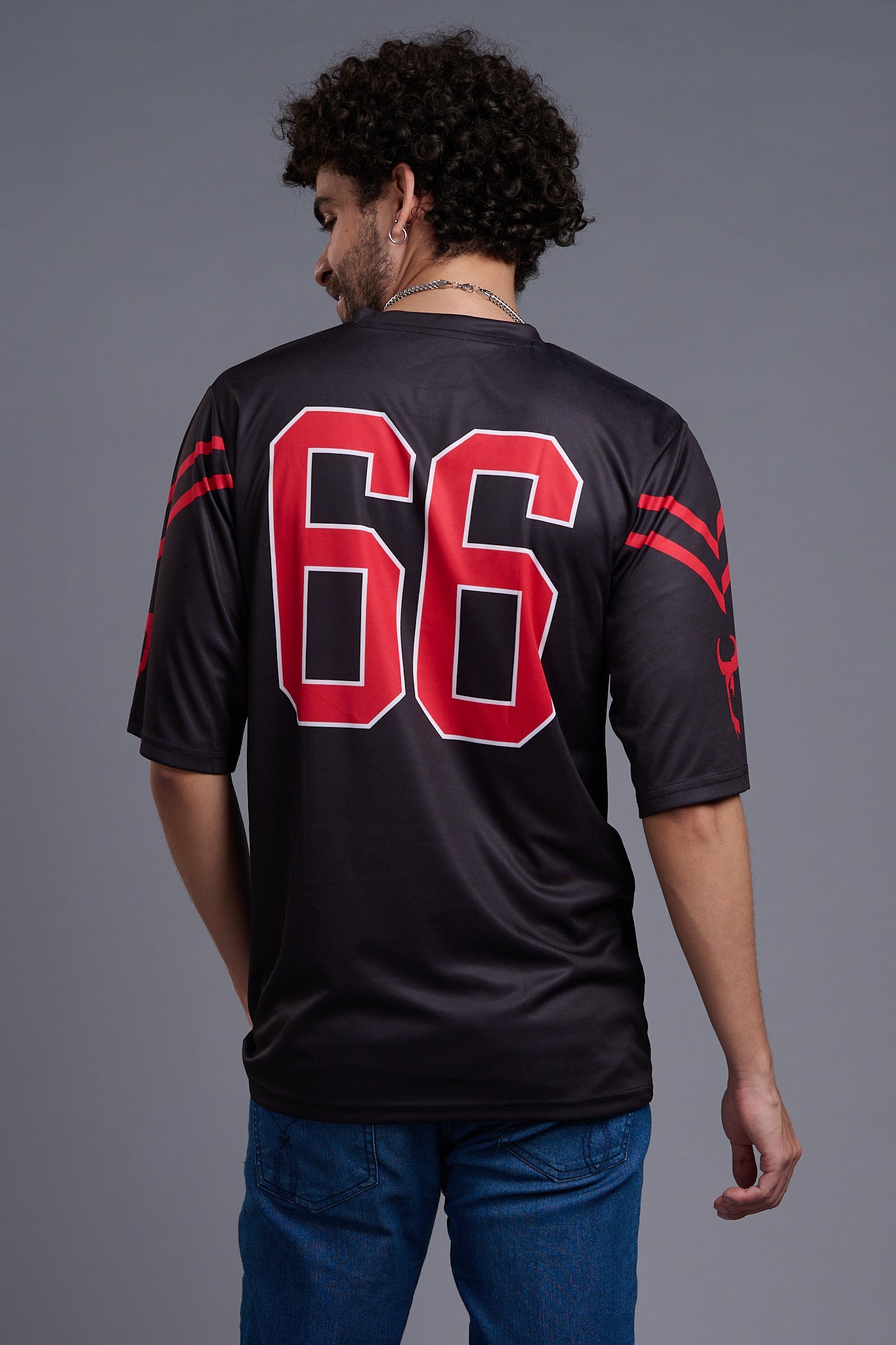 Go Devil 66 (In Red) Printed Black Oversized T-Shirt for Men