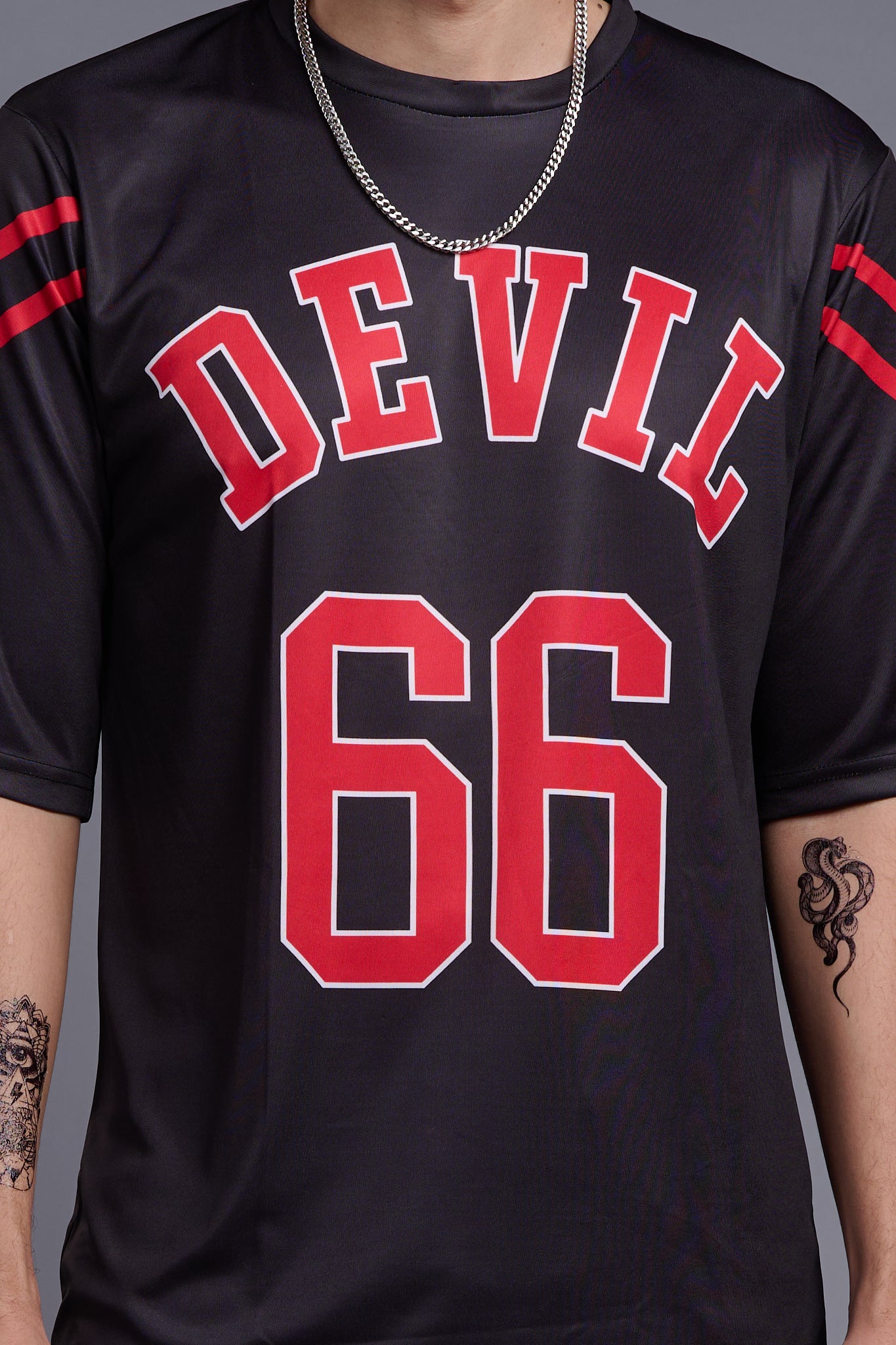 Go Devil 66 (In Red) Printed Black Oversized T-Shirt for Men