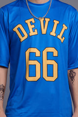 Go Devil 66 (In Yellow) Printed Blue Oversized T-Shirt for Men