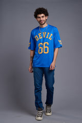 Go Devil 66 (In Yellow) Printed Blue Oversized T-Shirt for Men