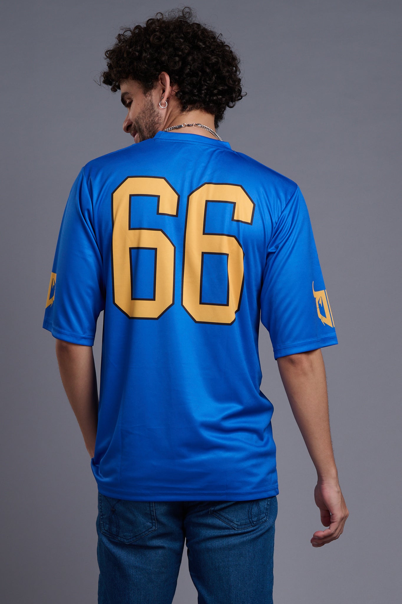 Go Devil 66 (In Yellow) Printed Blue Oversized T-Shirt for Men