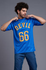 Go Devil 66 (In Yellow) Printed Blue Oversized T-Shirt for Men