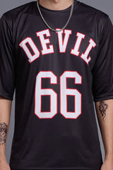 Go Devil 66 (In White) Printed Black Oversized T-Shirt for Men