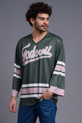 Stripes Printed Red, Pink And Green Full Sized Oversized T-Shirt for Men