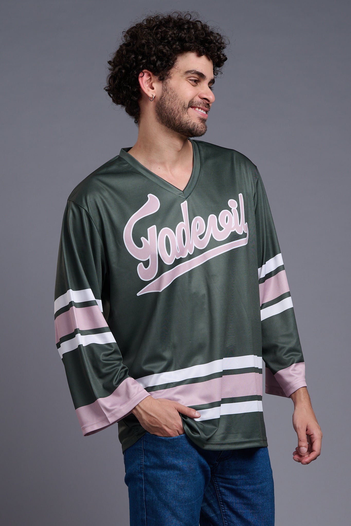 Stripes Printed Red, Pink And Green Full Sized Oversized T-Shirt for Men