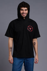 Red Devil Printed Hooded Oversized T-Shirt for Men